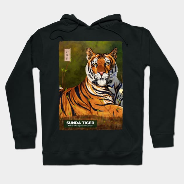 Sunda Tiger - Black Hoodie by Thor Reyes